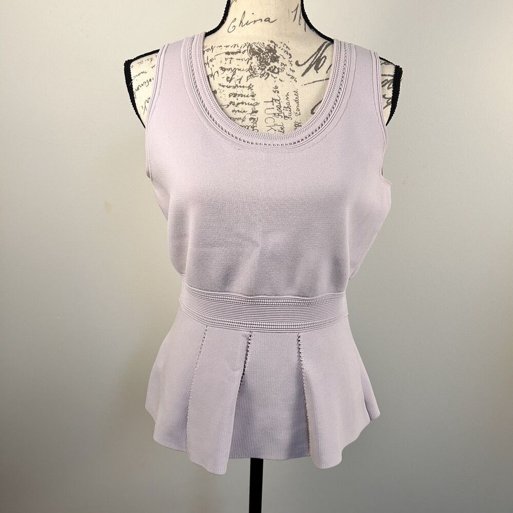 White House Black Market Lavender Peplum Sweater Top Women Small Sleeveless